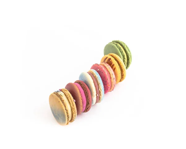 Variété Macarons Isolés Sur Fond Blanc Studio Tourné Macaron Français — Photo