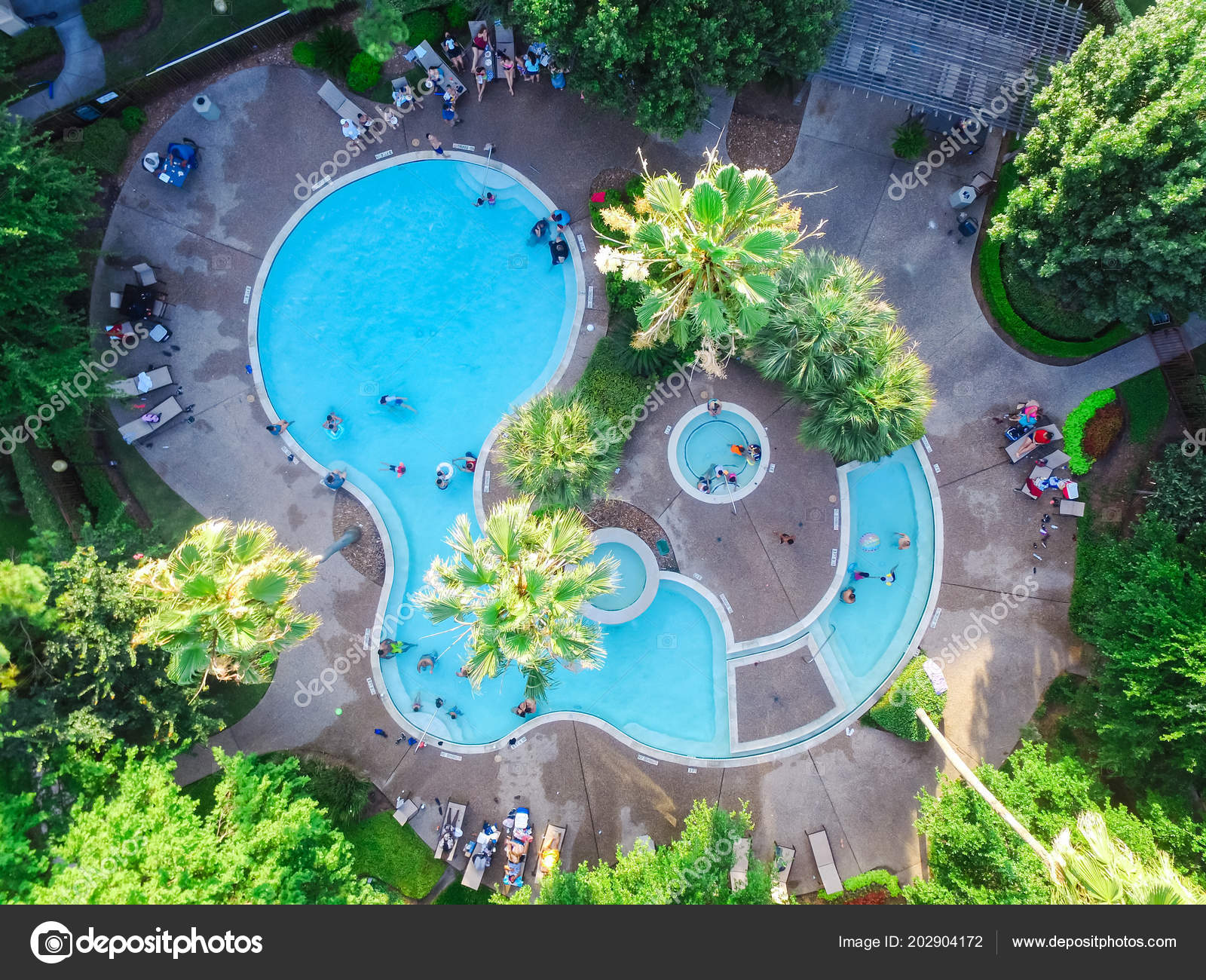 Aerial View Typical Apartment Swimming Pool Houston Texas