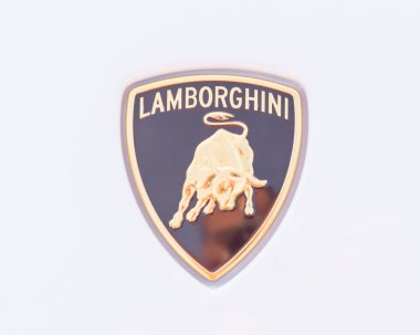 Dallas, Tx, bize-Temmuz 7, 2018:Close-2018 beyaz Aventador logosuna kadar model. Automobili Lamborghini S.p.A. bir İtalyan markası ve Sant'Agata Bolognese, İtalya lüks spor otomobil üreticisi olduğunu