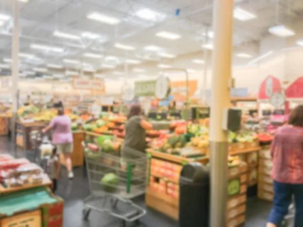 Suddig Bakgrundsbild Människor Shopping Lokala Livsmedelsaffär Usa Kunden Köper Färska — Stockfoto
