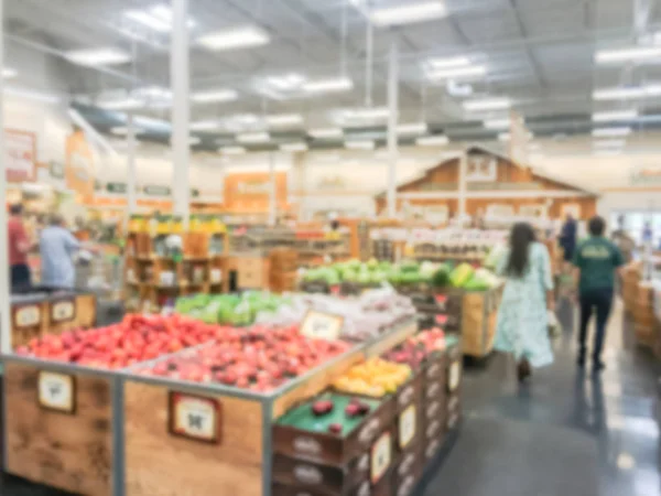 Onscherpe Achtergrondafbeelding Van Mensen Winkelen Bij Lokale Supermarkt Usa Klant — Stockfoto