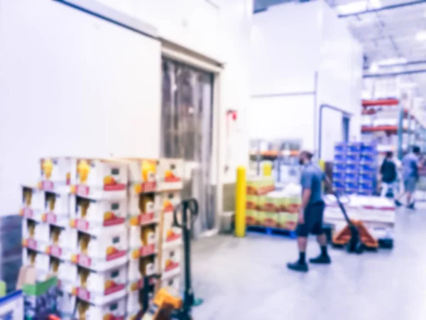 Abstract Blurred Worker Manual Forklift Stockpile Goods Cold Storage Room — Stock Photo, Image