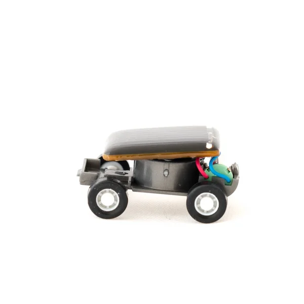 Studio Filmou Carro Brinquedo Educativo Movido Energia Solar Isolado Branco — Fotografia de Stock