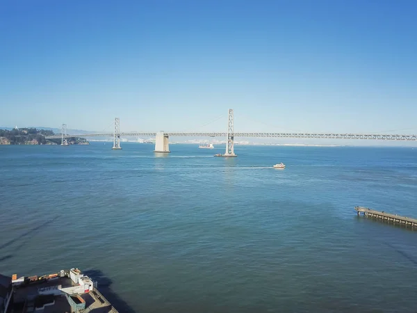 Luchtfoto Pier Waterfront San Francisco Oakland Bay Bridge California Usa — Stockfoto