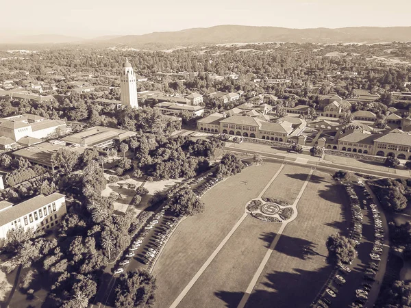Vintage Sesi Havadan Görünümü Stanford Üniversitesi California Kulede Hoover Gün — Stok fotoğraf