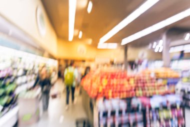 San Francisco, California yerel bakkal alışveriş arka plan bulanık görüntü müşteri. Taze meyve ve sebze ekranda. Organik, yörede yetiştirilen üretir, süpermarkette sağlıklı gıda