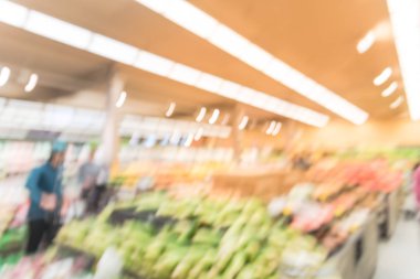 San Francisco, California yerel bakkal alışveriş arka plan bulanık görüntü müşteri. Taze meyve ve sebze ekranda. Organik, yörede yetiştirilen üretir, süpermarkette sağlıklı gıda