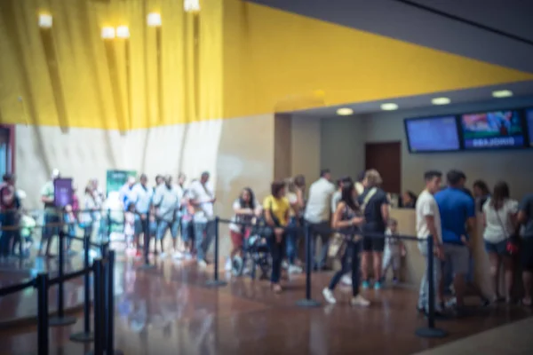 Motion Blurred Long People Queuing Check Counter Entrance Museum Fort — Stock Photo, Image