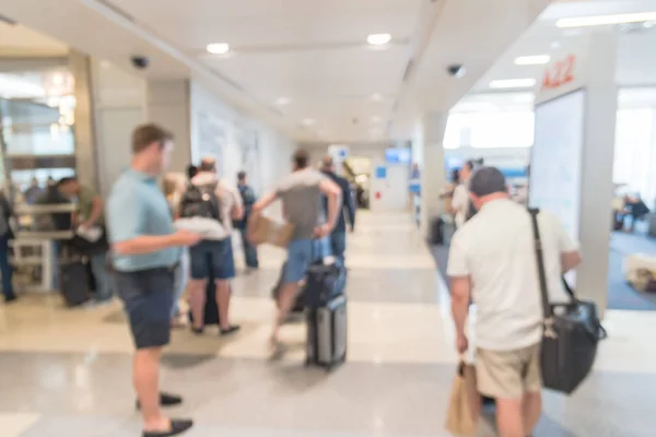 Pasajero Borroso Haciendo Cola Puerta Final Bordo Aeropuerto Dallas Fort — Foto de Stock