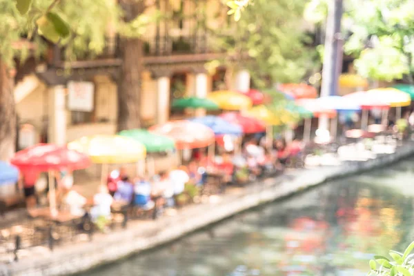 Blur Colorful River Walk Downtown San Antonio Multicolor Umbrella Outdoor — Stock Photo, Image