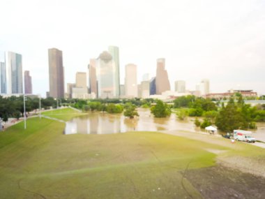 Bulanık üstten görünüm sel yüksek su şehir Houston hurrican içinde