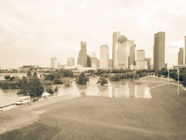 Vintage borrado vista superior inundação alta água no centro de Houston em — Fotografia de Stock