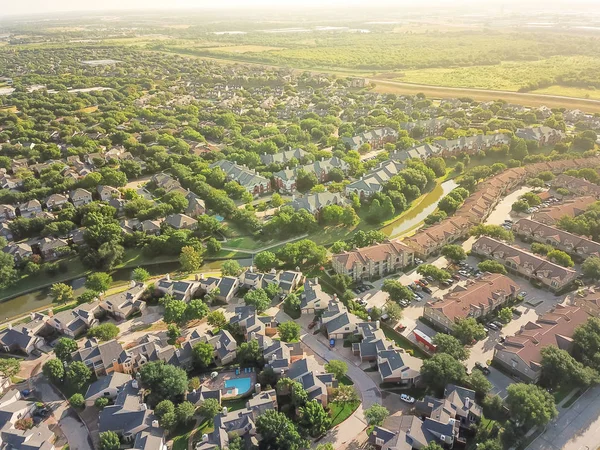 Vue Dessus Étalement Urbain Dans Région Dallas Fort Worth Immeuble — Photo