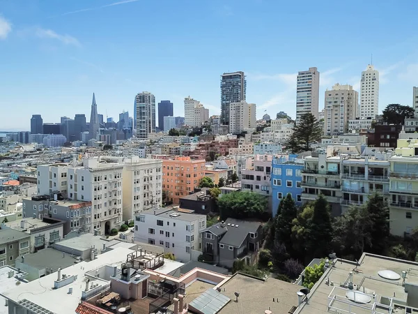 Havadan Görünümü San Francisco Arka Planda Silüetini Tipik Victorian Konut — Stok fotoğraf