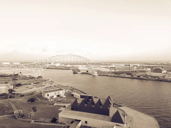 Vista Aérea Tono Vintage Del Puente Del Puerto Corpus Christi — Foto de Stock