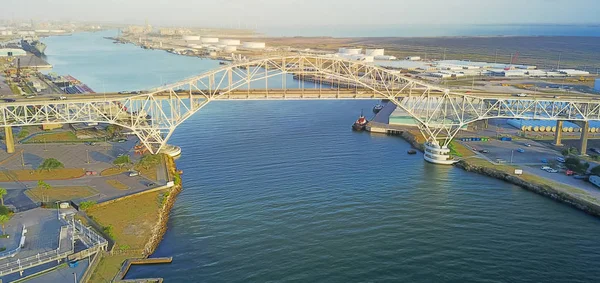 Panorama Luftaufnahme Der Hafenbrücke Von Corpus Christi Mit Einer Reihe — Stockfoto