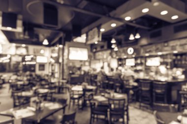 Vintage sesi bulanık görüntü spor ve bamya, Tv, klasik sayaç, Masa ve sandalyeler Houston, Texas, istiridye barı bize. Happy Hour bar, akşam yemeği arka plan. Gece kulübü, ızgara bar kavramı