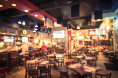 Vintage sesi bulanık görüntü spor ve bamya, Tv, klasik sayaç, Masa ve sandalyeler Houston, Texas, istiridye barı bize. Happy Hour bar, akşam yemeği arka plan. Gece kulübü, ızgara bar kavramı