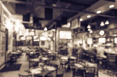 Vintage sesi bulanık görüntü spor ve bamya, Tv, klasik sayaç, Masa ve sandalyeler Houston, Texas, istiridye barı bize. Happy Hour bar, akşam yemeği arka plan. Gece kulübü, ızgara bar kavramı