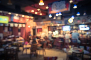 Vintage sesi bulanık görüntü spor ve bamya, Tv, klasik sayaç, Masa ve sandalyeler Houston, Texas, istiridye barı bize. Happy Hour bar, akşam yemeği arka plan. Gece kulübü, ızgara bar kavramı