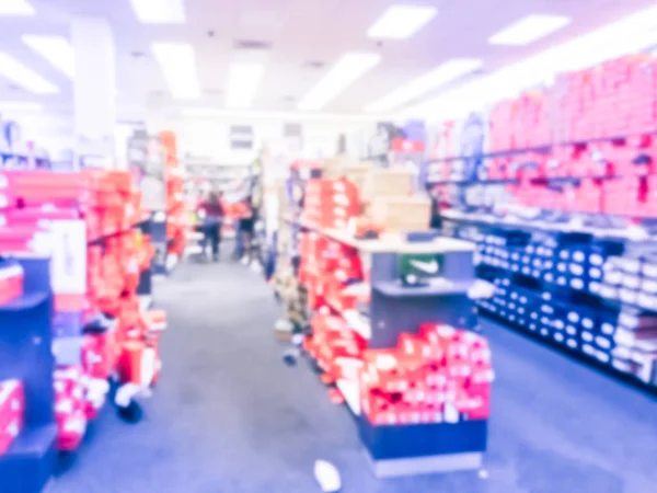 Imagem Borrada Loja Calçados América Desfocado Grande Coleção Sapatos Diferentes — Fotografia de Stock