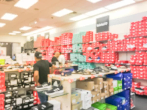 Verschwommenes Bild Schuhe Einzelhandelsgeschäft Amerika Defokussiert Große Sammlung Unterschiedlicher Schuhe — Stockfoto