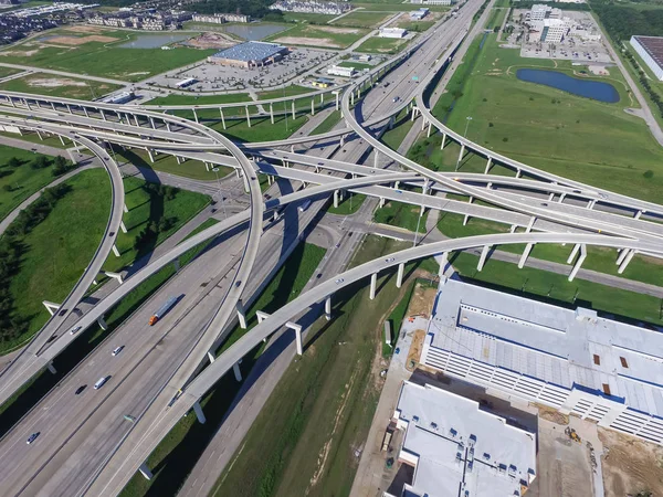 Flygfoto Interstate Eller Katy Freeway Med Massiva Korsningen Stack Interchange — Stockfoto