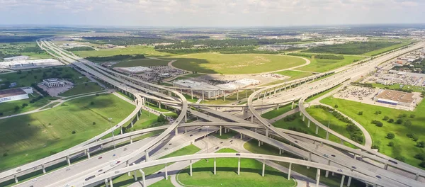 Panorama Horizontale Antenne Interstate Oder Katy Autobahn Massive Kreuzung Stapelkreuzung — Stockfoto