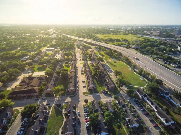 Vista Aérea Del Barrio Casas Residenciales Zona Suburbana Del Centro — Foto de Stock