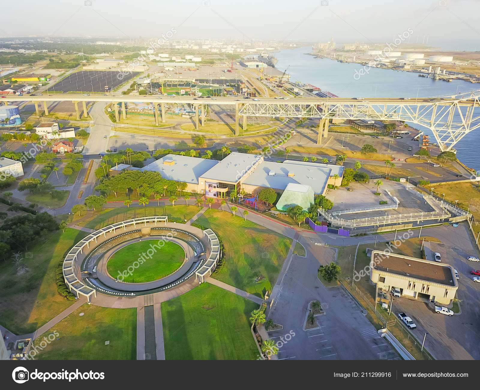 Aerial View Harbor Bridge Water Gardens Bayfront Science Park