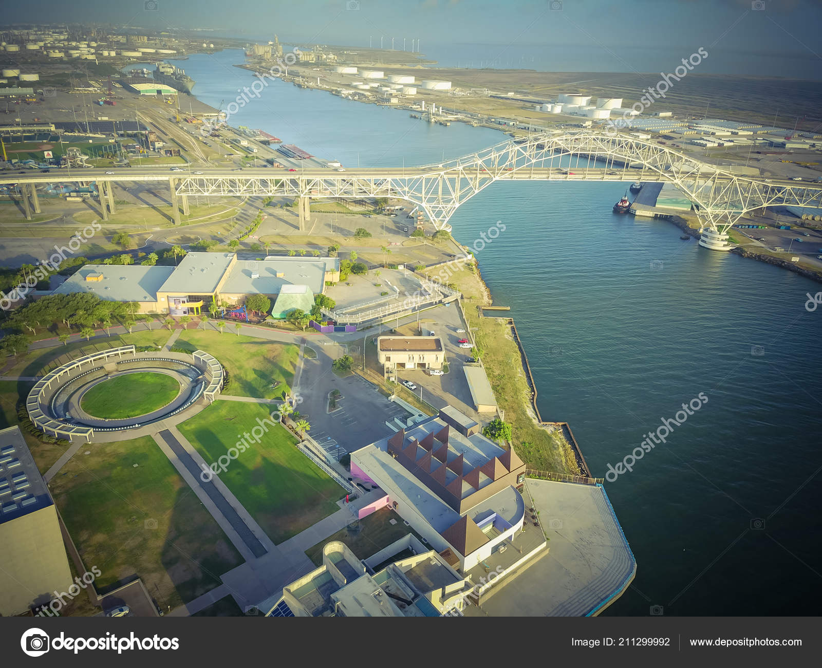 Aerial View Harbor Bridge Water Gardens Bayfront Science Park
