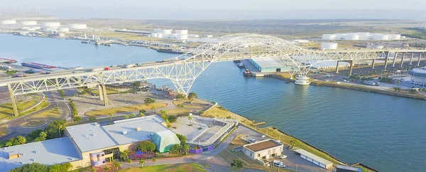Panorama Vista Aérea Harbor Bridge Bayfront Science Park Corpus Christi — Fotografia de Stock