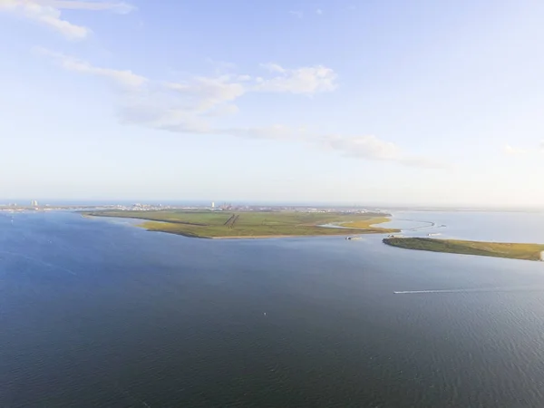 Foz Aérea Sudeste Baía Galveston Ilha Galveston Ponta Sudoeste Península — Fotografia de Stock