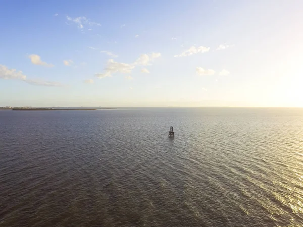 Antenne Südöstliche Mündung Der Galveston Bucht Galveston Insel Und Der — Stockfoto