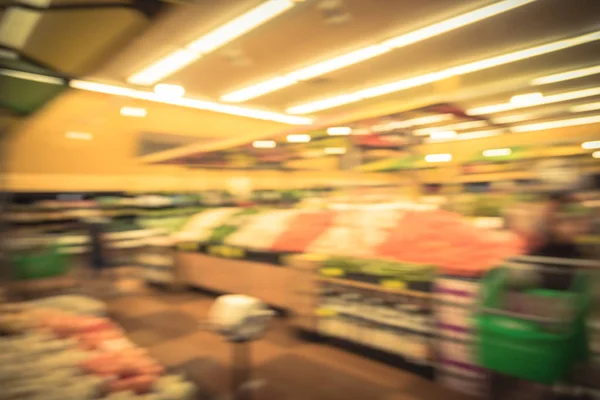 Vintage Tone Blurred People Shopping Local Latino American Supermarket Chain — Stock Photo, Image