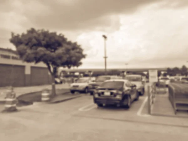 Vintage Tonu Niewyraźne Odkryć Przebudować Parkingów Toku Pobliżu Sklepowych Sklepie — Zdjęcie stockowe