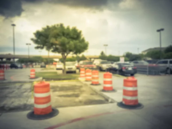 Des Aires Stationnement Floues Sont Cours Rénovation Près Chariots Épicerie — Photo