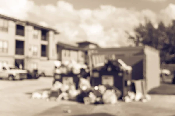 Vintage Ύφος Θολή Ξεχειλίζουν Dumpster Πολυκατοικία Ναυπηγείο Στην Ταπεινή Τέξας — Φωτογραφία Αρχείου