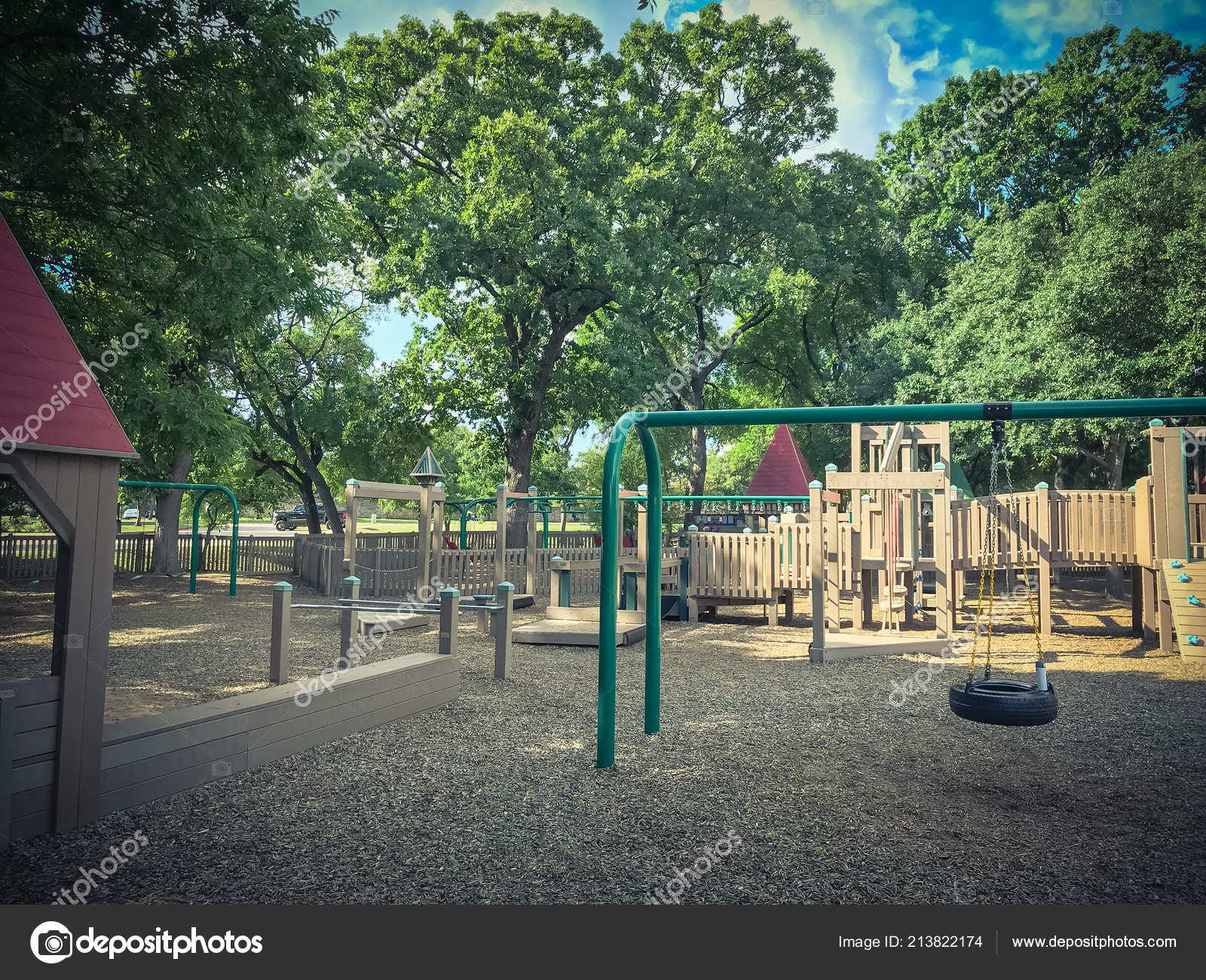 Tire Chair Swing Set Public Wooden Children Playground Lush