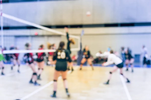 Beeld Wazig Groep Tienermeisjes Indoor Volleyballen Volleybal Competitie Achtergrond Wazig — Stockfoto