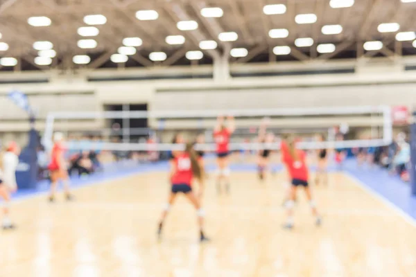 Blurred Image Group Teen Girls Playing Indoor Volleyball Volleyball Competition — Stock Photo, Image