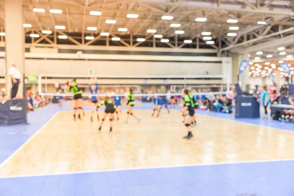 Grupo Imagem Borrada Meninas Adolescentes Jogando Vôlei Indoor Concurso Voleibol — Fotografia de Stock