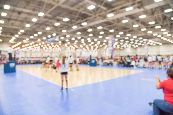 Beeld Wazig Groep Tienermeisjes Indoor Volleyballen Volleybal Competitie Achtergrond Wazig — Stockfoto