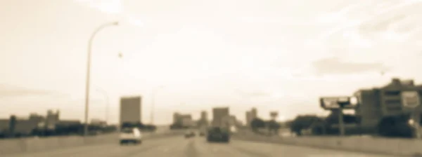 Panorama Widok Ruchu Niewyraźne Autostrada Międzystanowa 635 635 Autostrady Ruchu — Zdjęcie stockowe