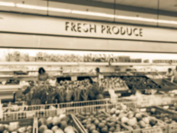 Vintage Tone Blurred Customers Shopping Fresh Produces Fruits Vegetable Asian — Stock Photo, Image