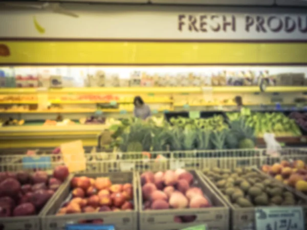 Motion Blurred Customers Shopping Fresh Produces Fruits Vegetable Asian Supermarket — Stock Photo, Image