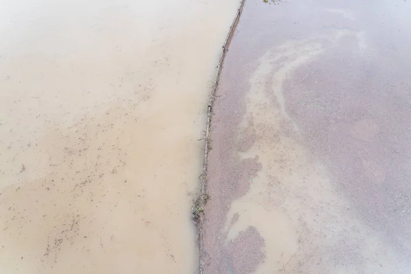 Bovenaanzicht Hoog Water Vloed Rivier Voetgangers Traject Dallas Fort Worth — Stockfoto