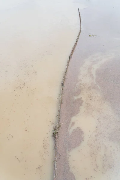 Вид Зверху Повені Висока Вода Березі Річки Пішохідній Стежці Приміському — стокове фото