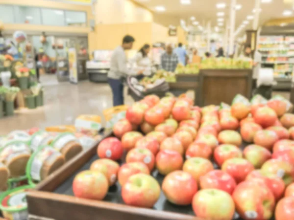 Wazig Beweging Drukke Klant Winkelen Voor Verse Groenten Fruit Supermarkt — Stockfoto