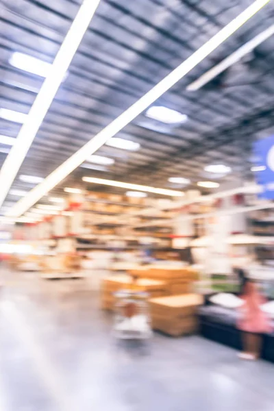 Abstract Blurred Customer Shopping Large Furniture Warehouse Texas America Defocused — Stock Photo, Image